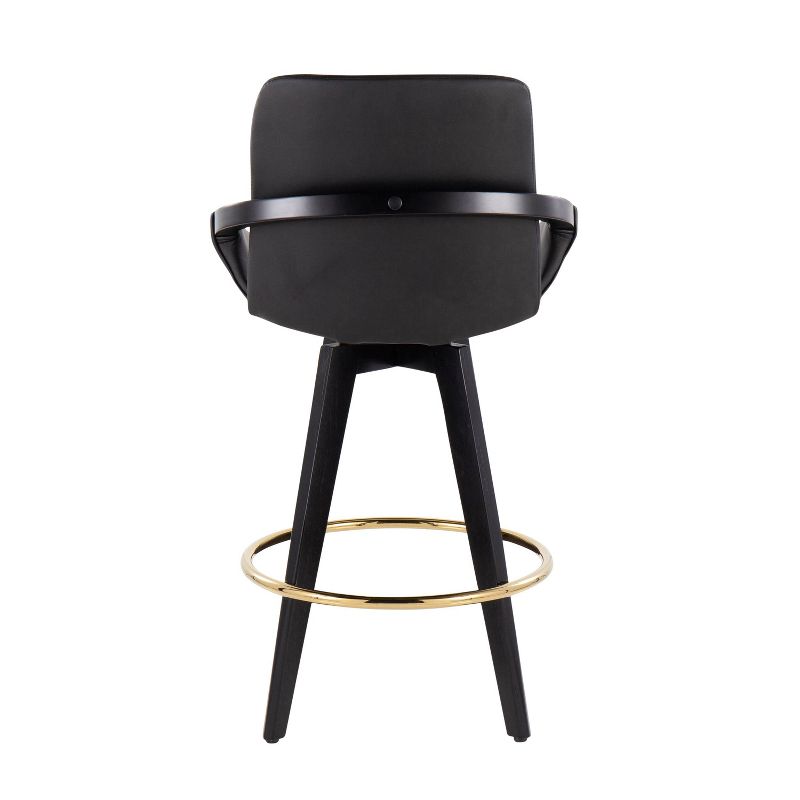 Set of 2 Cosmo PU Leather/Metal/Wood Counter Height Barstools Black/Gold - LumiSource, 5 of 10
