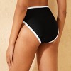 Women's Contrast Binding Mid-Rise High Leg Medium Coverage Hipster Bikini Bottom - Shade & Shore™ Black/White - 2 of 4