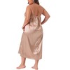Agnes Orinda Women's Plus Size V Neck Sleeveless Cami Slip Satin Nightgowns - 4 of 4