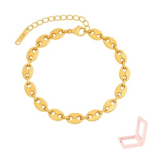 Gold-Tone Oval Link Chain Bracelet, Minimalist Jewelry for Women, Daily & Styling Occasions - 1 of 4