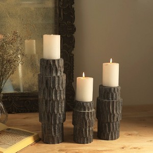 Moda Furnishings Decorative Wood Centerpiece Candle Holder- 4x8"– Elegant Candle Stand for Any Occasion - 1 of 4
