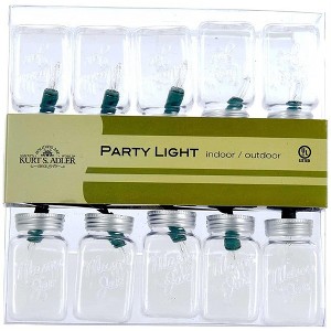 Kurt Adler Indoor/Outdoor Novelty String 10-Light Set, Clear Mason Jars, 11.5ft - 1 of 4