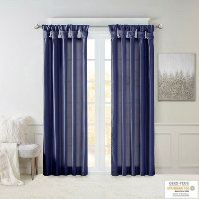 PAGED Faux Silk Blackout Curtains for Bedroom,Window Curtain Panel with Twisted Tab Top,Lined,Curtains for Living Room,Machine Washable