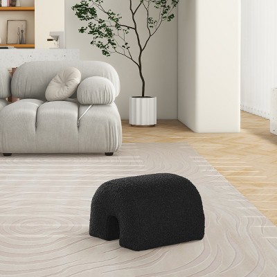 Vynxaria Bridge 16" Arched Upholstered Footstool Ottoman ¨C Whimsical & Durable Design
