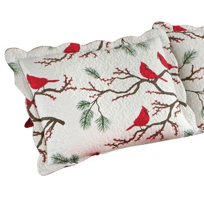 Collections Etc Winter Cardinals Christmas Pillow Sham Standard Square Unisex