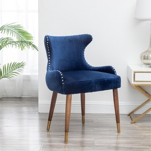Roundhill Furniture Lindale Contemporary Velvet Upholstered Nailhead Trim Accent Chair, Blue - 1 of 4