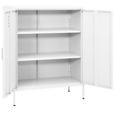 vidaXL Storage Cabinet White Steel Medium - White