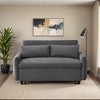 57.48" Pull-out Sofa Bed Convertible Couch 2 Seat Loveseat Sofa Modern Sleeper Sofa with Two Throw Pillows and USB Ports - Leovsnove - 2 of 4