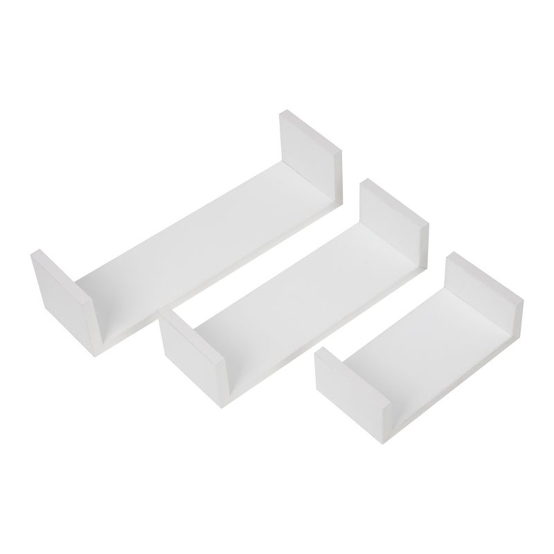 Mind Reader 3 Pack Of U Floating Wall Shelves with Invisible Brackets for Living Room, Bedroom, Bathroom, Kitchen Décor, 4 of 8
