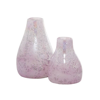 Set of 2 Glass Handmade Blown Vase Purple - CosmoLiving by Cosmopolitan: Contemporary Style, 11.95" Tall Decorative Bottle