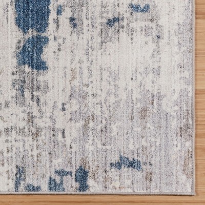 Cenis Blue and Gray Abstract Washable 8' x 10' Area Rug