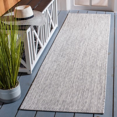 Elegant Grey Synthetic 27" Non-Slip Indoor/Outdoor Runner Rug