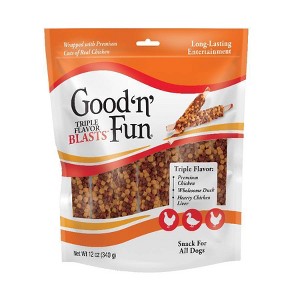 Good 'n' Fun Triple Flavor Blasts Rawhide Dog Treat with Chicken, Liver & Duck Flavor - 12oz - 1 of 4