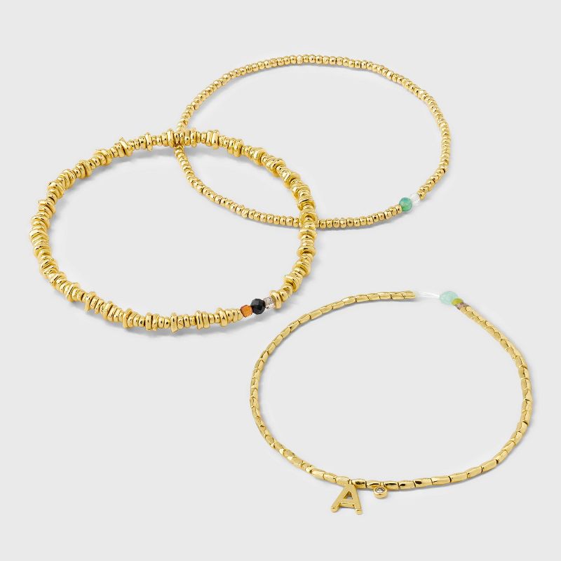 4K Gold Dipped Initial Bracelet Set 3pc - A New Day™ Gold, 4 of 6