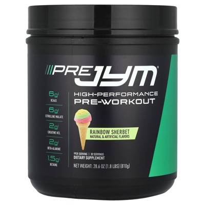 JYM Supplement Science Pre JYM®, High-Performance Pre-Workout, Rainbow Sherbet, 1.8 lbs (810 g)