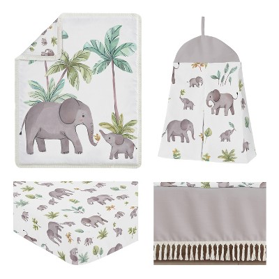 Gray Microfiber Elephant Jungle Toddler Comforter Set