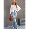 Womens Button Down Waffle Jackets with Front Pockets Boxy Cropped Casual Jackets with Reverse Seam Waffle Jacket Crop Coats - 3 of 4