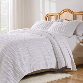 Greenland Home Fashions 100% Cotton Ruffled Quilt Set White