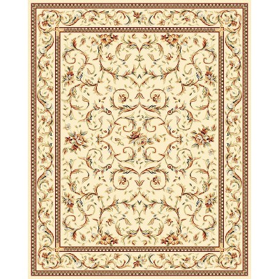 Ivory Floral Tufted Rectangular Area Rug 8' x 11'