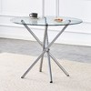 CAVINAS Modern Simple Dining Table with Ring-Shaped Gathered Silver Metal Legs, 36.6" Round Table with Circular Transparent Tempered Glass - 2 of 4