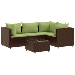 vidaXL Patio Lounge Set Brown PE rattan Adjustable Feet Patio Lounge Set - 1 of 4