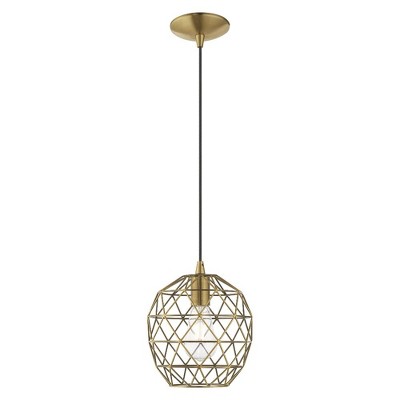 Antique Brass Geometric Metal Mini Globe Pendant Light