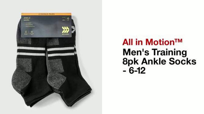 Men's Training 8pk Ankle Socks - All in Motion™ 6-12, 2 of 5, play video
