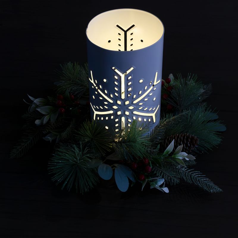 AuldHome Design Snowflake Candle Lanterns for Pillar Candles, 3pc Set; Christmas Holiday Decor Centerpiece Candle Holders, 5 of 9