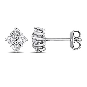 CREATED FOREVER | Sterling Silver 1/2 CT TW Lab-Grown Diamond Cluster Stud Earrings - 1 of 4