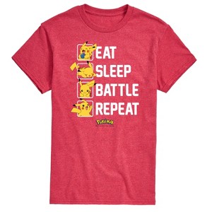 Men's - Pokémon - Eat Sleep Battle Repeat Short Sleeve Graphic T-Shirt - 1 of 4