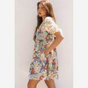 Amaryllis Women’s Floral Puff Sleeve Ruffle Tiered Mini Dress with Mixed Print Accents V-Neck - 2 of 4