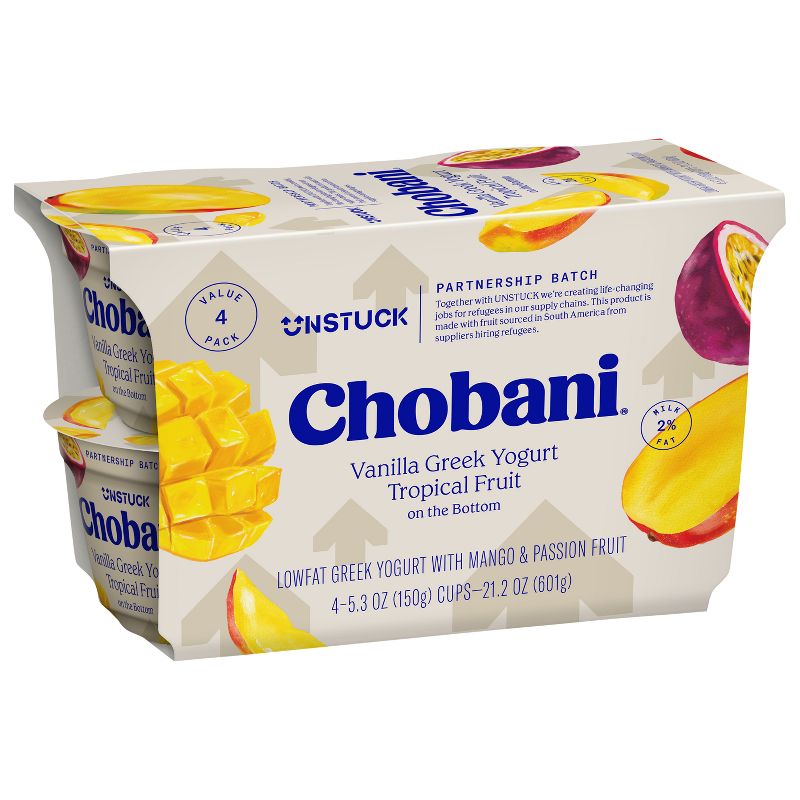 Chobani Unstuck Tropical Fruit on the Bottom Vanilla Greek Yogurt - 21.2oz/4ct, 3 of 8