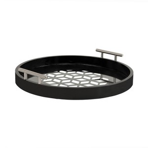 Kate and Laurel Caspen Round Decorative Tray, 16x16, Black - 1 of 4
