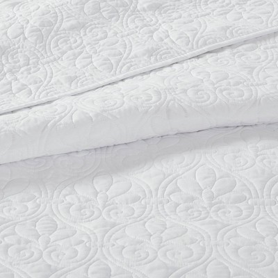 White Full Reversible Microfiber Bedspread Set with Cotton Fill