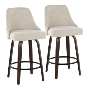 LumiSource Set of 2 Studded Marcel Counter Height Barstools - 1 of 4