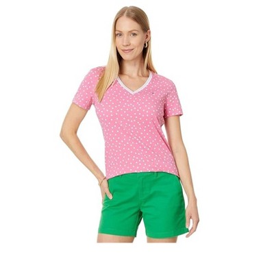 Tommy Hilfiger Womens Pink/White Tee Basic T-Shirt, White, Small