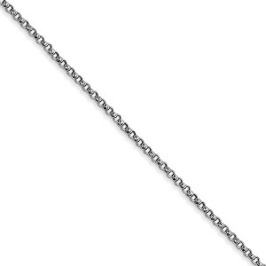 Black Bow Jewelry 1.55mm 14k White Gold Solid Rolo Pendant Chain - 1 of 4