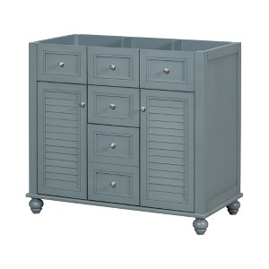 NicBex 35.3" Bathroom Storage Cabinet without Sink, Bathroom Vanity, 2 Drawers and 2 Cabinets for Bathroom, Blue - 1 of 4