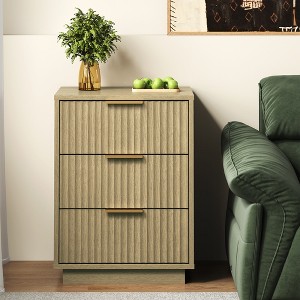 Heynemo 3-Drawer Low Storage Cabinet, Compact Modern Dresser for Bedroom, Living Room, or Entryway - 1 of 4
