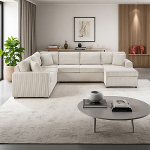 115" Oversized U-Shaped Sectional Sofa with Chaise & 3 Pillows - 1 of 4