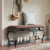 NicBex Shoe Rack Bench Shoe Storage Organizer with Shelves  Industrial Rustic Upholstered Bench for Entryway, Antique Brown - 2 of 4