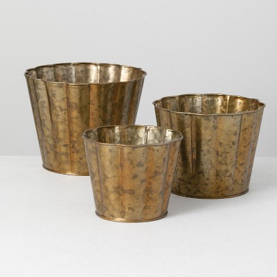 Sullivans Set of 3 Flower Planters 6.5", 5.5" & 5" Brown
