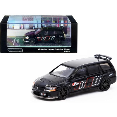 Mitsubishi Lancer Evolution Wagon RHD (Right Hand Drive) "Ralliart" Black with Graphics 1/64 Diecast Model Car by Tarmac Works