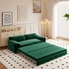 Queen Size Velvet Pull Out Sofa Bed, 3-in-1 Convertible Sleeper Bed with Side Storage, Cutton Filling Loveseat Bed with Iron Frame-Baofuwish - 3 of 4