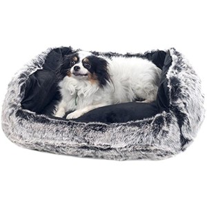 PETMAKER Small Faux Fur Black Mink Dog Bed, 23 x 19" - 1 of 1