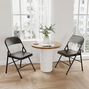 Metal Folding Chairs 2 Pack/4 Pack , Double-Hinged Heavy Duty Steel Frame, Foldable & Stackable - 1 of 4