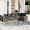 vidaXL 6 Piece Patio Sofa Set with Cushions - Gray Poly Rattan Without Table - 2 of 4