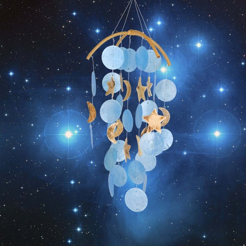 Woodstock Windchimes Moon & Stars Capiz Chime, Wind Chimes For Outside, Wind Chimes For Garden, Patio, and Outdoor Décor, 19"L, 2 of 6