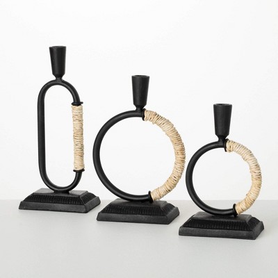 Sullivans 10", 12" & 8.5" Modern Looped Taper Holder Set of 3, Metal