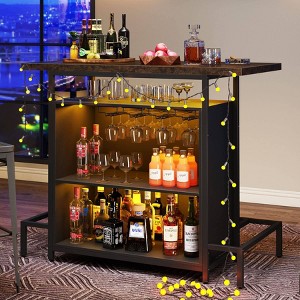 LITTLE TREE 3 Tier Home Wine Bar Cabinet Brown/Black - 1 of 4